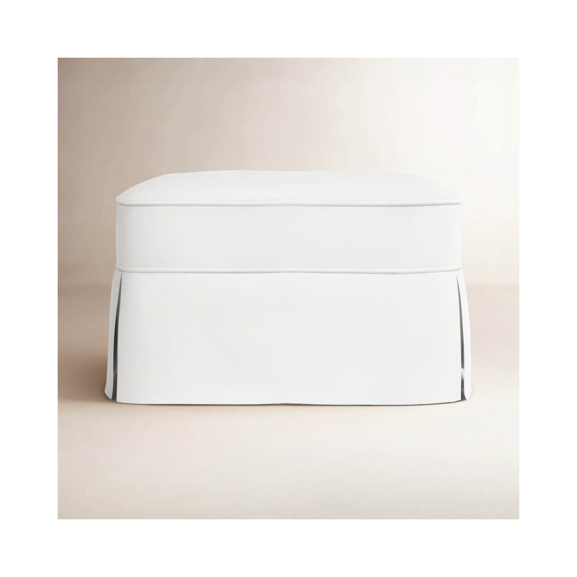 Amari Upholstered Ottoman, Classic Bleach White Twill