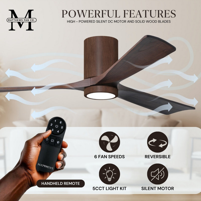 Irene LED Ceiling Fan, 52", Walnut, Walnut