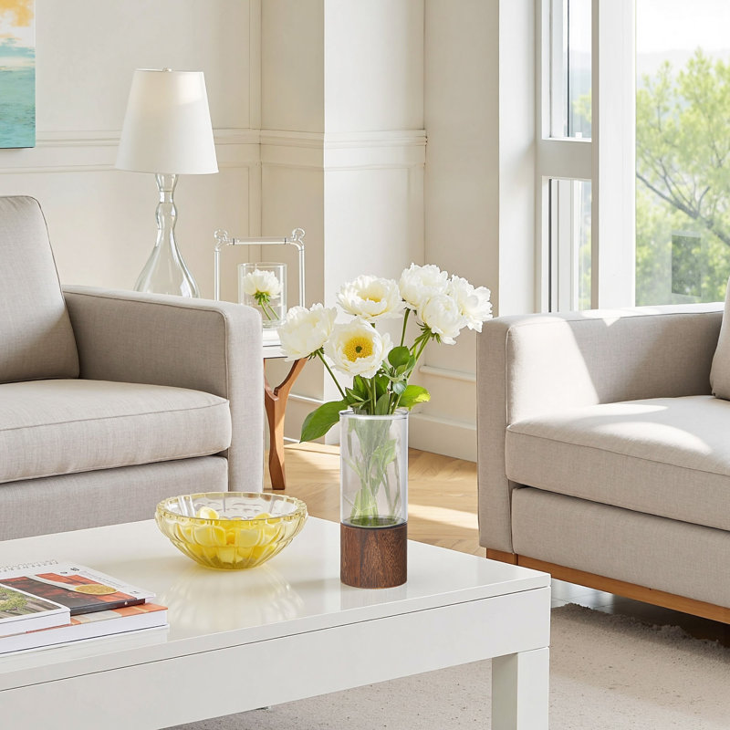 Vase rond en verre pour fleurs