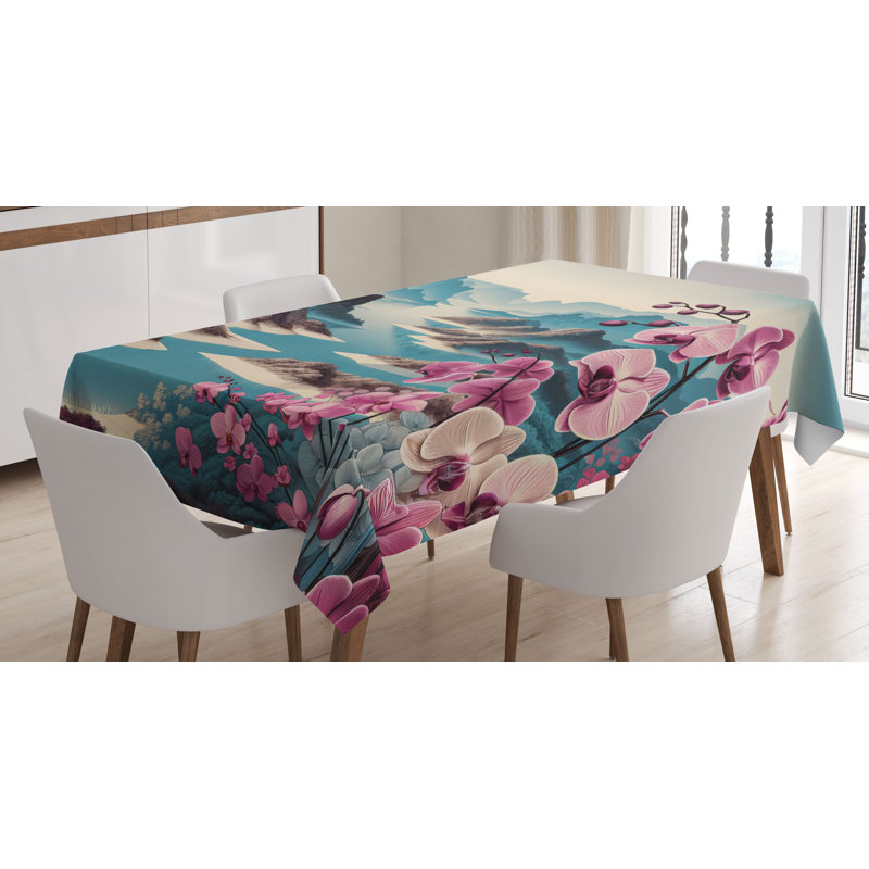Eadmund Rectangle No Pattern Microfiber Tablecloth, 70" Rectangle