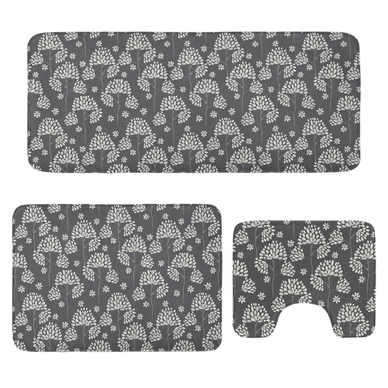  Ensemble de tapis pour salle de bain 3 pièces Flowers
