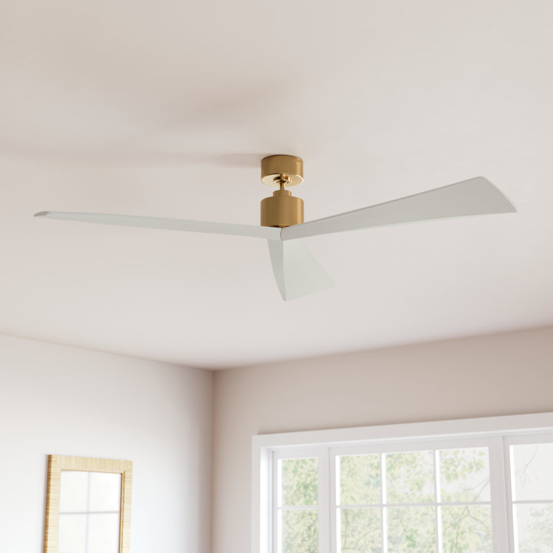 Ventilateur de plafond 3 pales avec télécommande Mirage, Laiton bruni / blanc mat, 60"