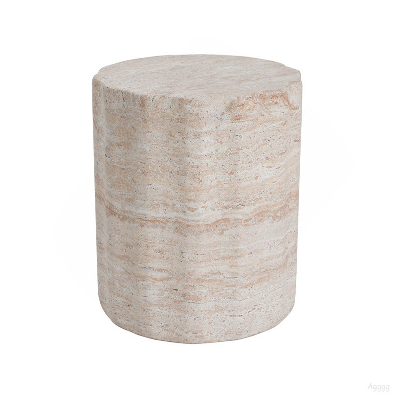 Table d'appoint d'extérieur / d'intérieur en béton léger, finition travertin