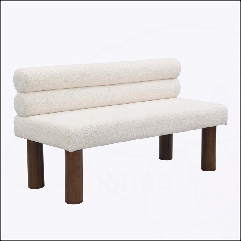 Élégant banc de salle à manger rembourré avec pieds en bois d'hévéa, idéal pour la salle à manger, la chambre à coucher et le vestibule.