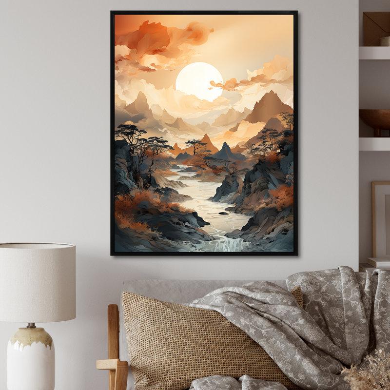 Lever de soleil sur la rivière Canadian, Cadre flottant noir, H 44 po x l 34 po x P 1,5 po