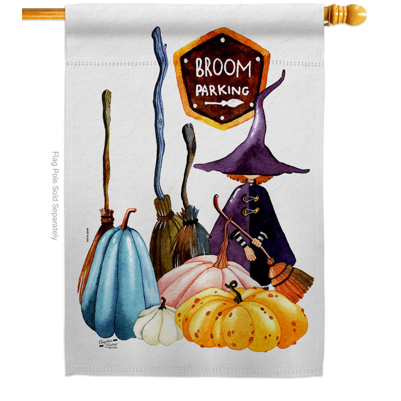 Double Sided 40'' H x 28'' W Polyester Halloween House Flag