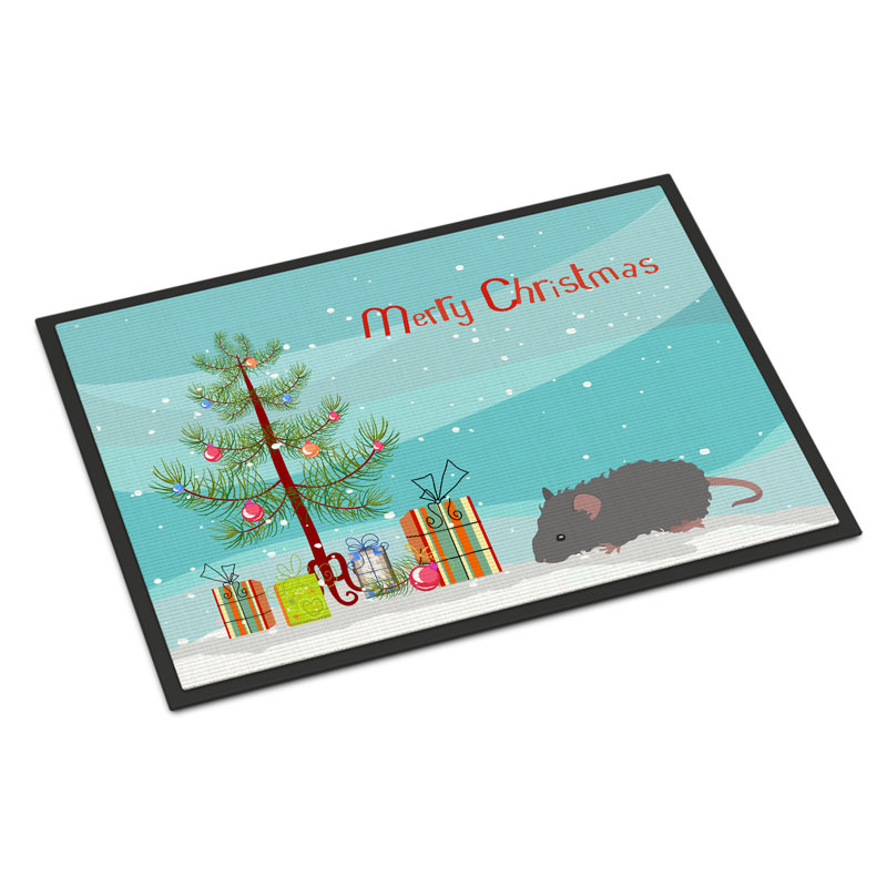 Black Pekingese Kitchen Scene Doormat, Australian Long Coated Mouse, 18 W" x 27 L"