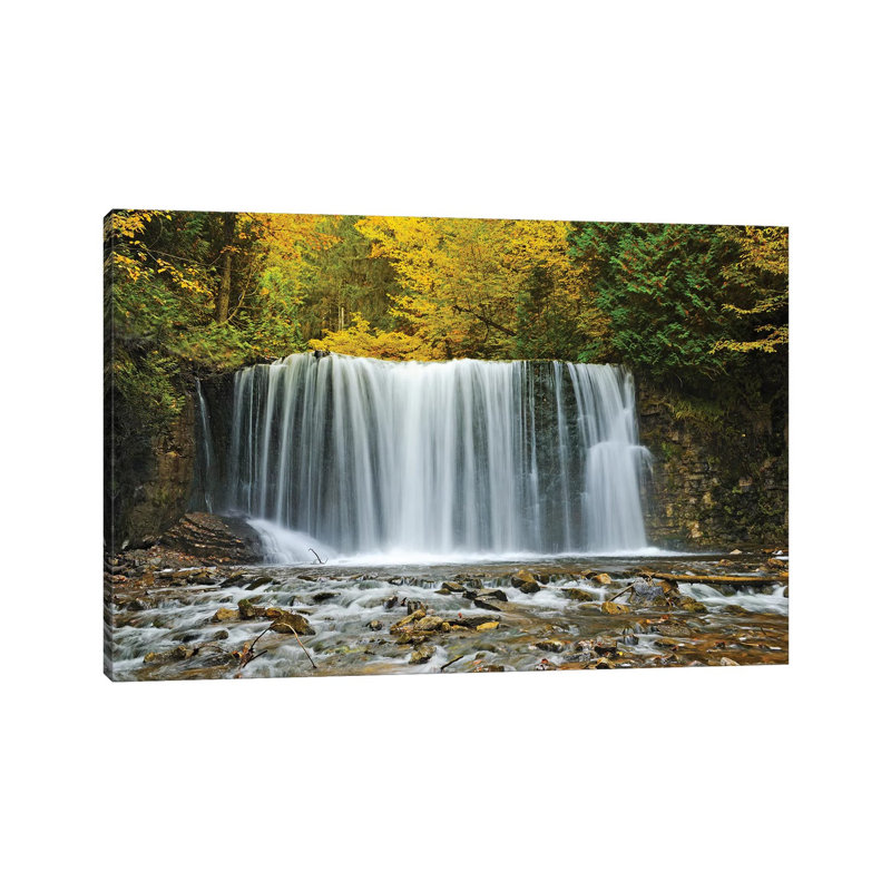 Canada, Ontario. Boyne River at Hoggs Falls in Autumn 1 Piece Wrapped Canvas Wall Art, 152.5 cm H x 101.5 cm W