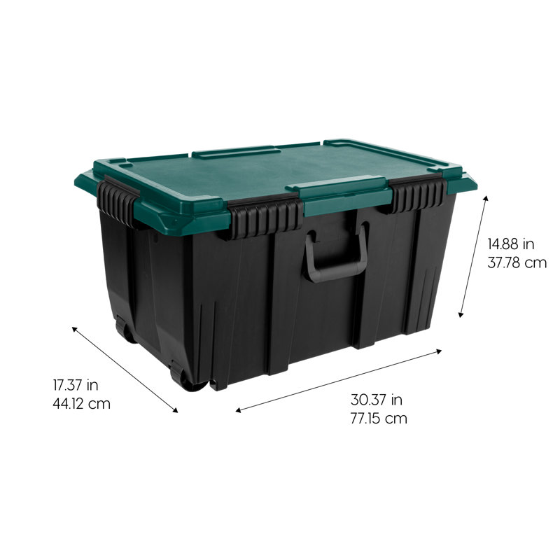 20 Gal. Remington Rolling Storage Footlocker, Black & Green (2 Pack)