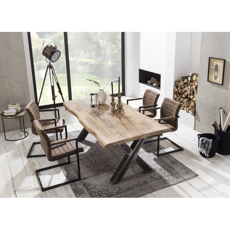 Irizarry Mango Rectangular Wood Top Dining Table, 76cm H x 200cm L x 100cm W