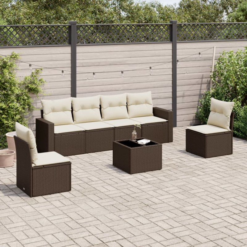 Ensemble de canapé de jardin Vidaxl brun, blanc crème