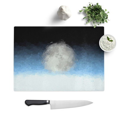 Tempered Glass The Moon Above in Abstract Chopping Board