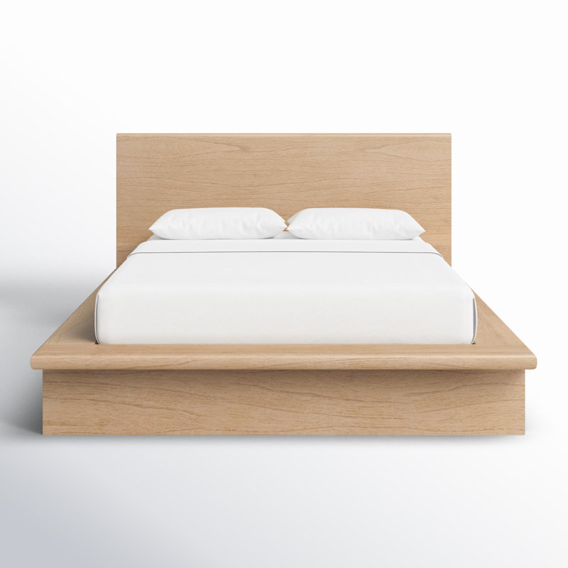 Soleil Wood Low Profile Platform Bed, Queen, Light Brown
