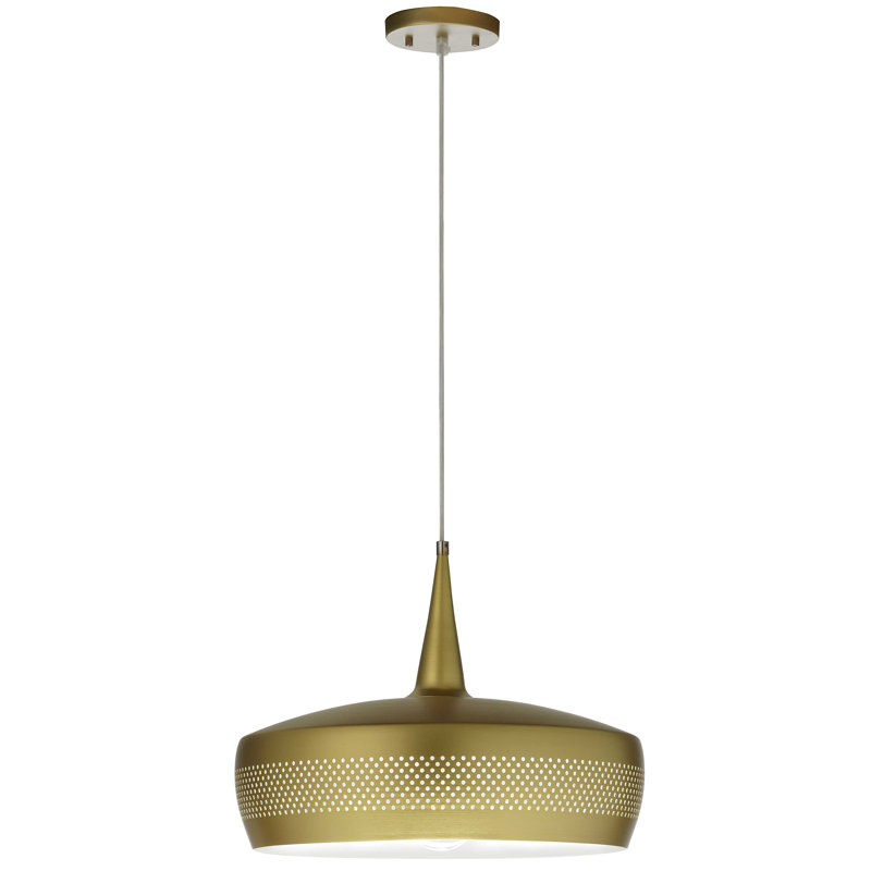 Luminaire suspendu à 1 lumière Latascha, Laiton vieilli