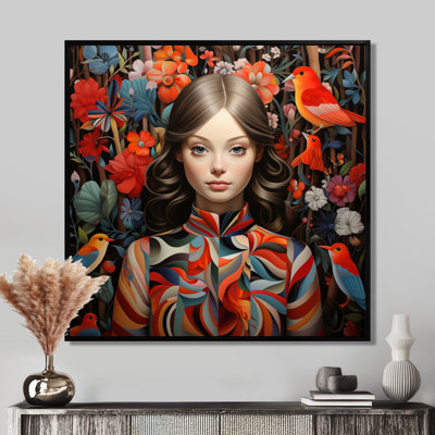 Jungle Beauty Birds Tropical Flowers I - Abstract Collages Wall Art Living Room