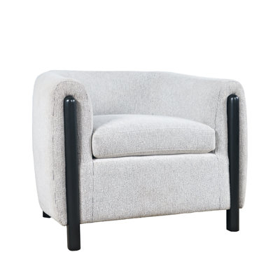 Finn Modern Upholstered Barrel Accent Chair with Exposed Frame - Black