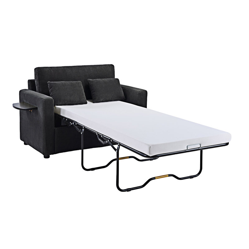 Canapé-lit avec matelas pliable, Noir