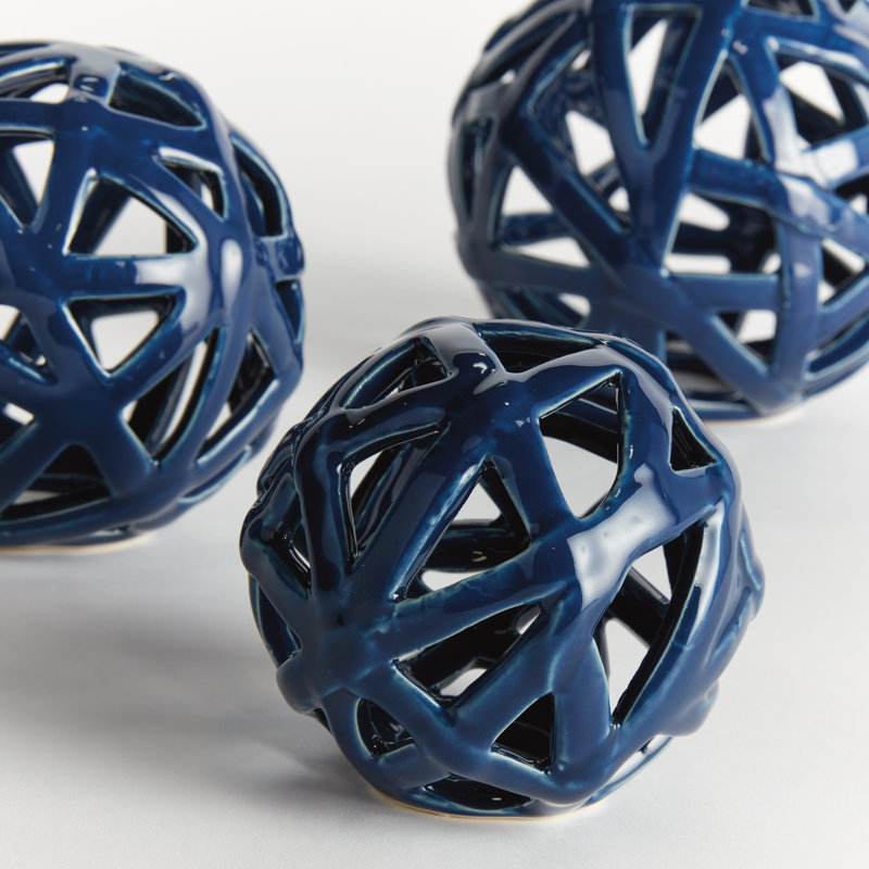 ALICIA METAL ORB, 5" H x 5" W x 5" D, Blue