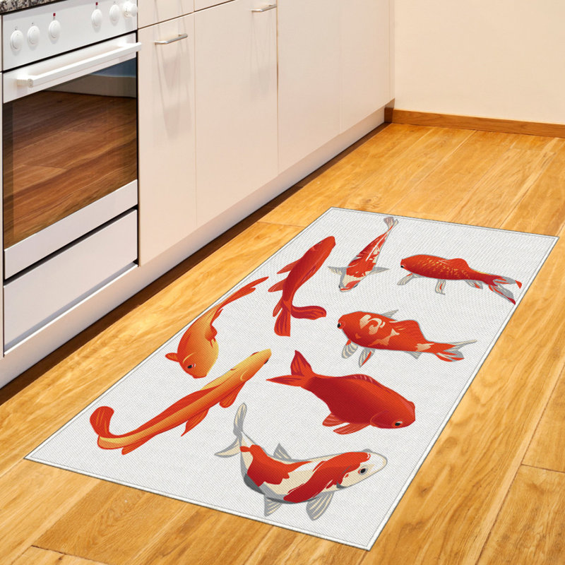 Fish High Density Long Fiber Poly Threads Decorative Area Rug Carpet, Rectangle 2'7" x 5'