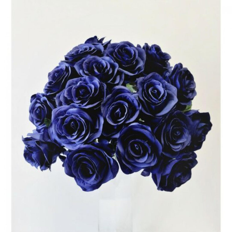 Fleur artificielle rose, Bleu marine