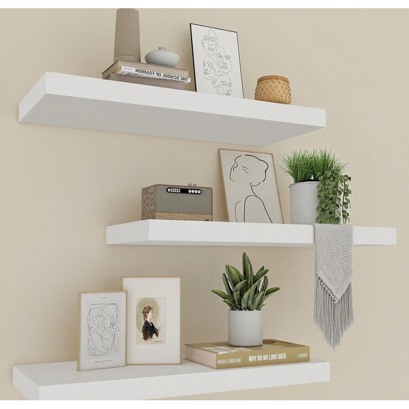 Ensemble de 3 tablettes flottantes pour la décoration murale, tablettes de présentation peu encombrantes pour le salon, la chambre à coucher, la salle de bain et la cuisine