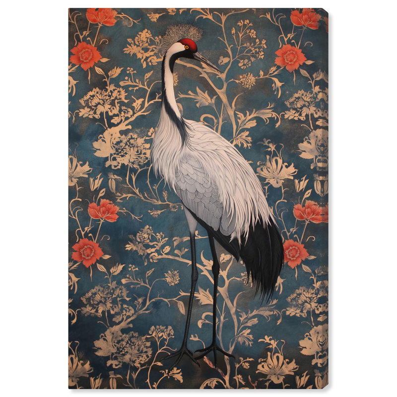 Botanical Bird I, toile élégante grue par Art Remedy, H 45 po x l 30 po, Toile tendue avec châssis