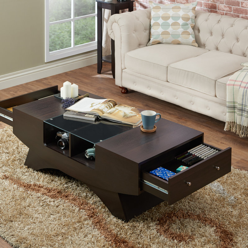 Madilyn Trestle Coffee Table with Storage, Walnut