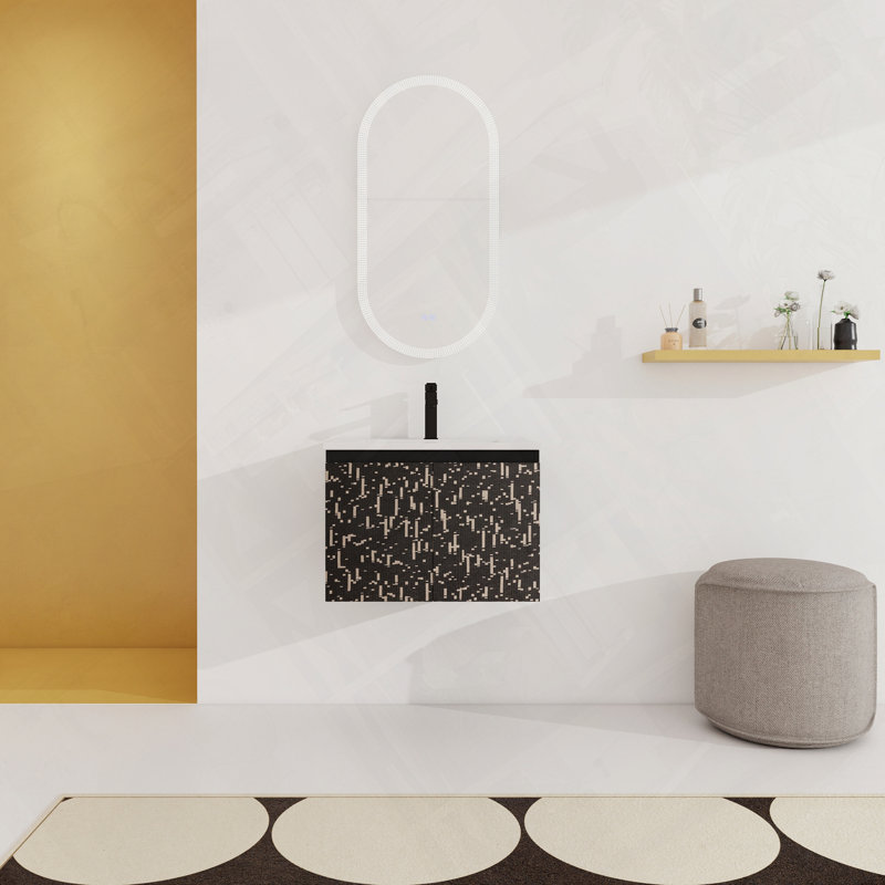 Meuble-lavabo flottant mural avec évier en céramique, 24"