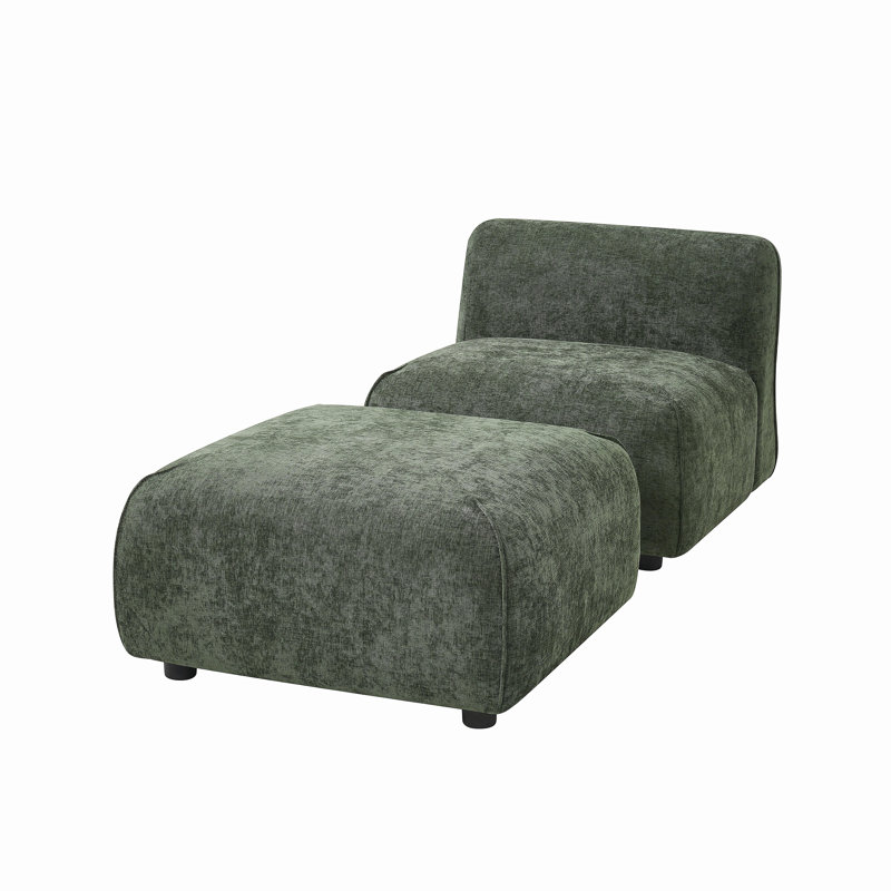 Ensemble de fauteuil d'appoint moderne et moelleux avec ensemble de repose-pieds pour salon et chambre à coucher