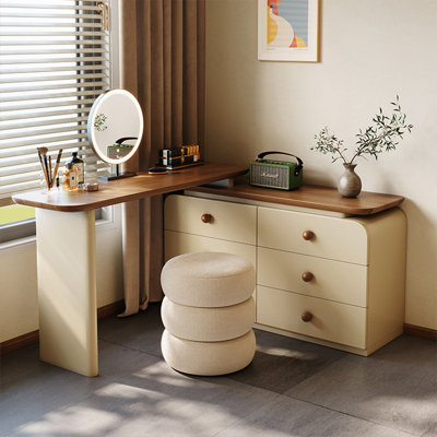 Commode 86,61 po de style rétro minimaliste avec coiffeuse et miroir