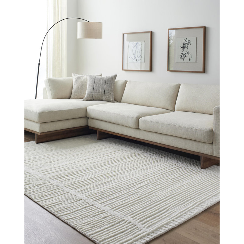 Manpura Wool Striped Area Rug, Rectangle 10' x 14'