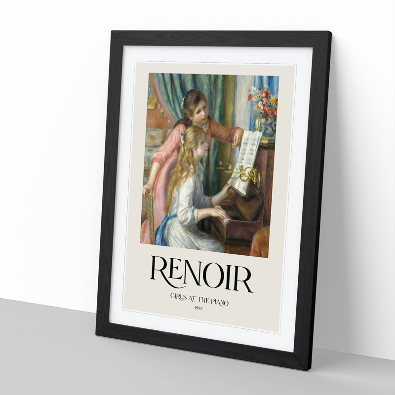 Two Young Girls at the Piano by Pierre-Auguste Renoir - Picture Frame Art Prints, 65cm H x 48cm W x 2cm D, Black