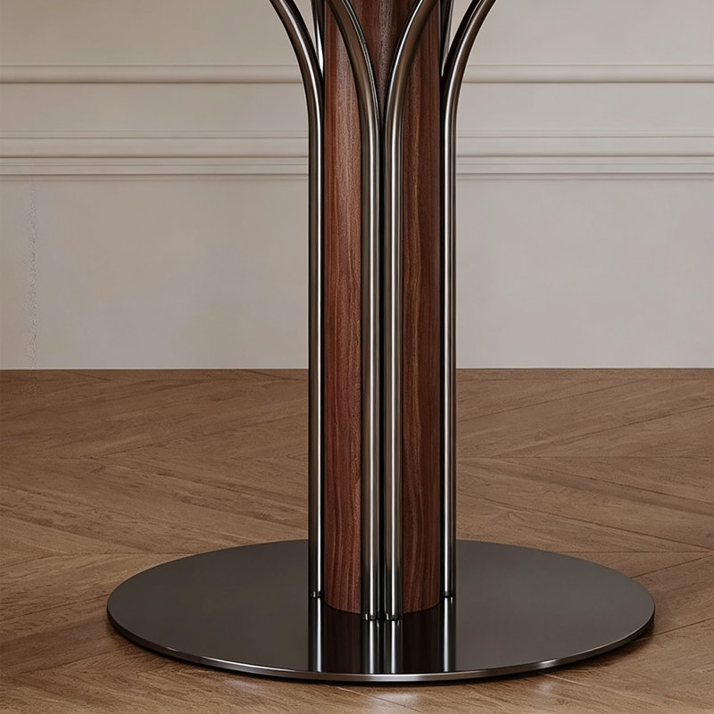 Table ronde Mid-Century frittée, H 29,5 po x l 39,4 po x P 39,4 po
