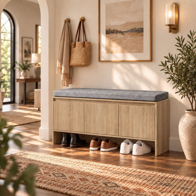 Banc de rangement pour chaussures d'entrée 39,9 po avec 3 portes et tablette réglable