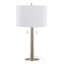Ensemble de 2 lampes de table contemporaines en nickel poli de 29 po avec abat-jour en lin blanc
