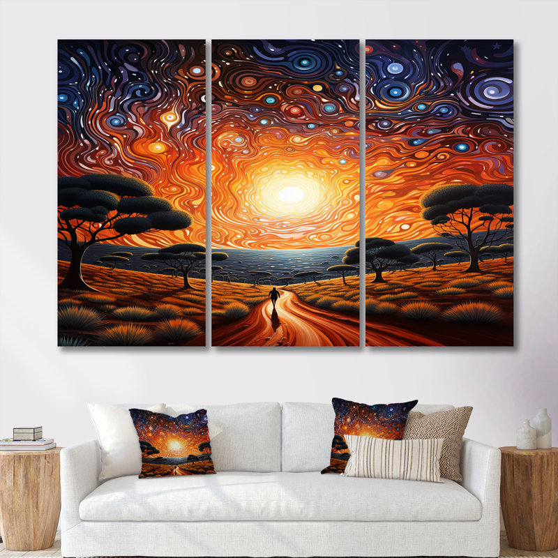 Weddington - ensemble d'art mural paysage abstrait, Toile tendue, H 40 po x l 60 po x P 1 po