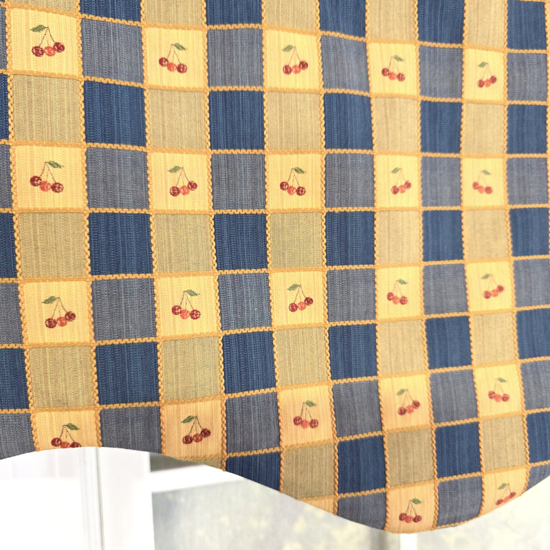 Cherry Squares Regal Valance, Marine
