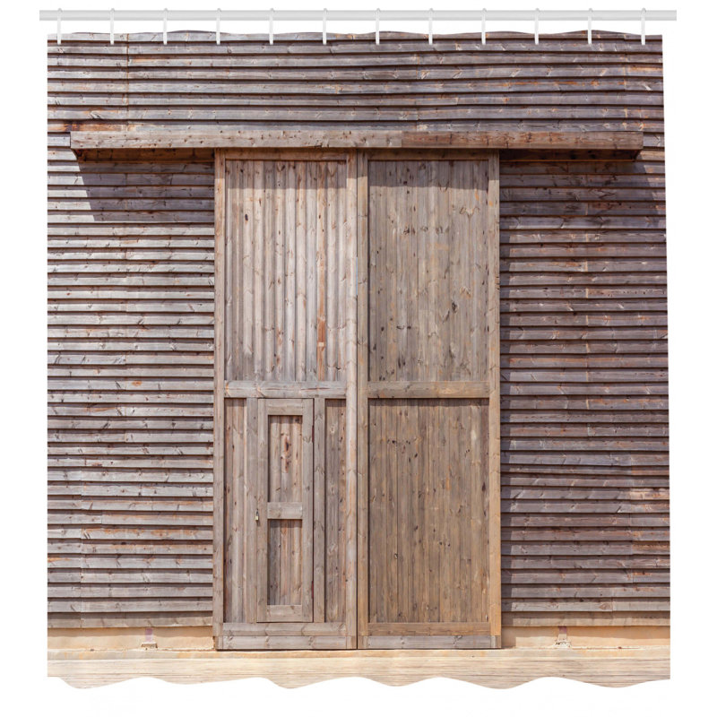 Rideau de douche en bois vieux + crochets Livingston, H 70 po x l 69 po