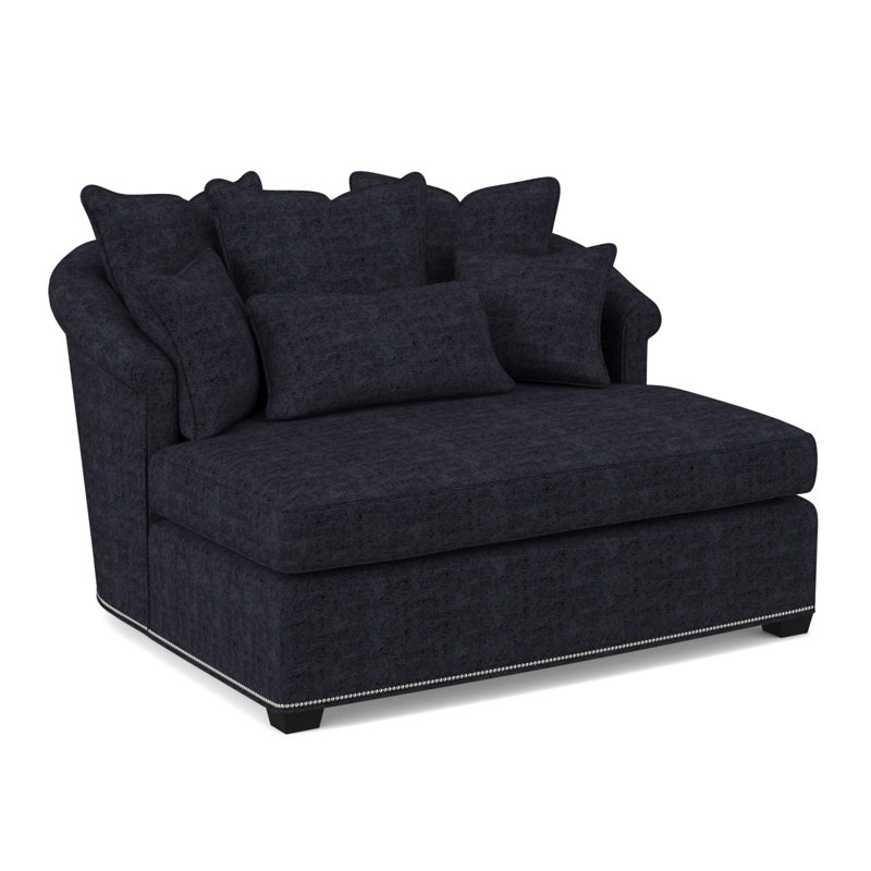 Méridienne Josephine, Espresso, 100% polyester bleu marine de Venise
