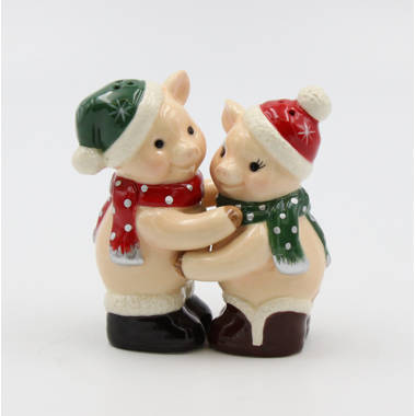 Happy Pigs Ceramic Salt and Pepper Shakers, Set of 4 - Tableware - Cosmos