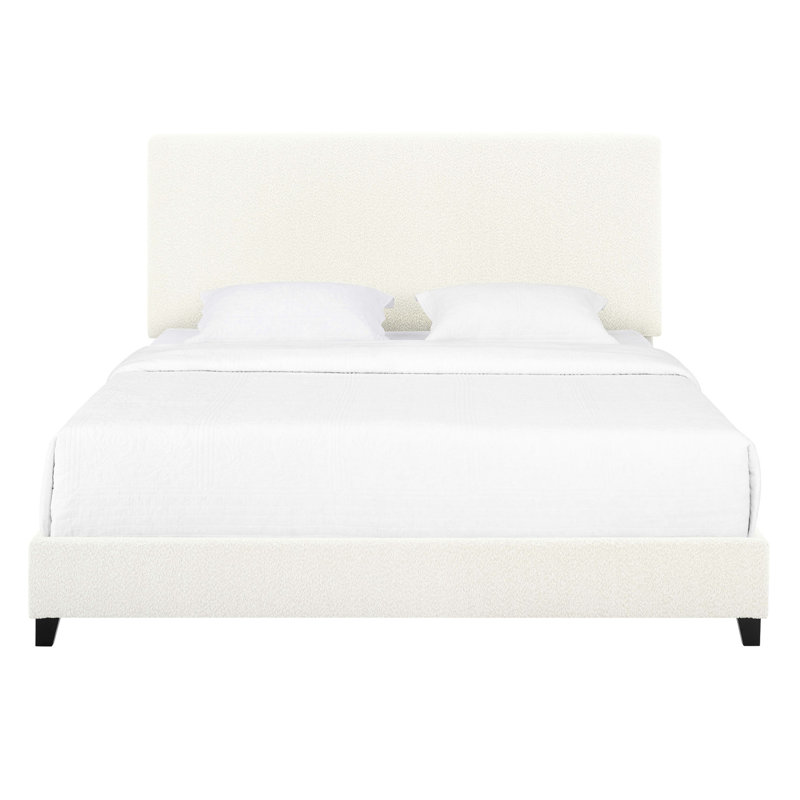 Grand lit moderne blanc Boucle - plateforme rembourrée à structure solide