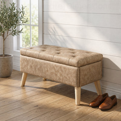 Square Storage Ottoman with Built-in Tray, Upholstered Footrest and End of Bed Bench for Extra Storage, Perfect for Living Room, Bedroom, and Modern I