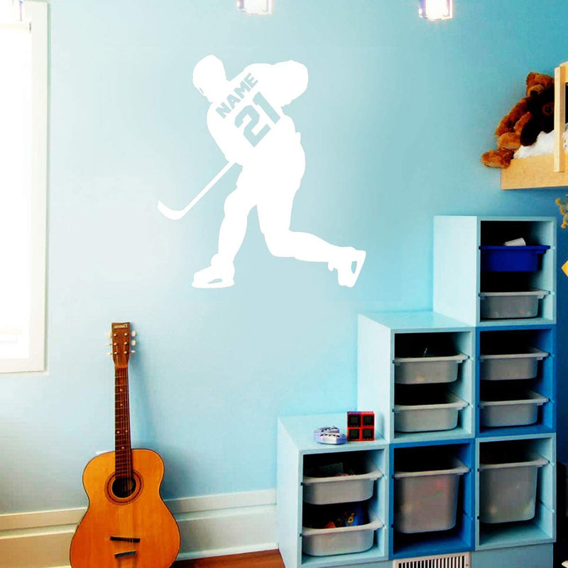 Adhésif décoratif hockey, H 25 po x l 23 po, Blanc, Oui