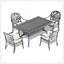 L 59,05 po x l 35,43 po, table de salle à manger en aluminium coulé avec cadre noir et texture sculptée sur le plateau de table
