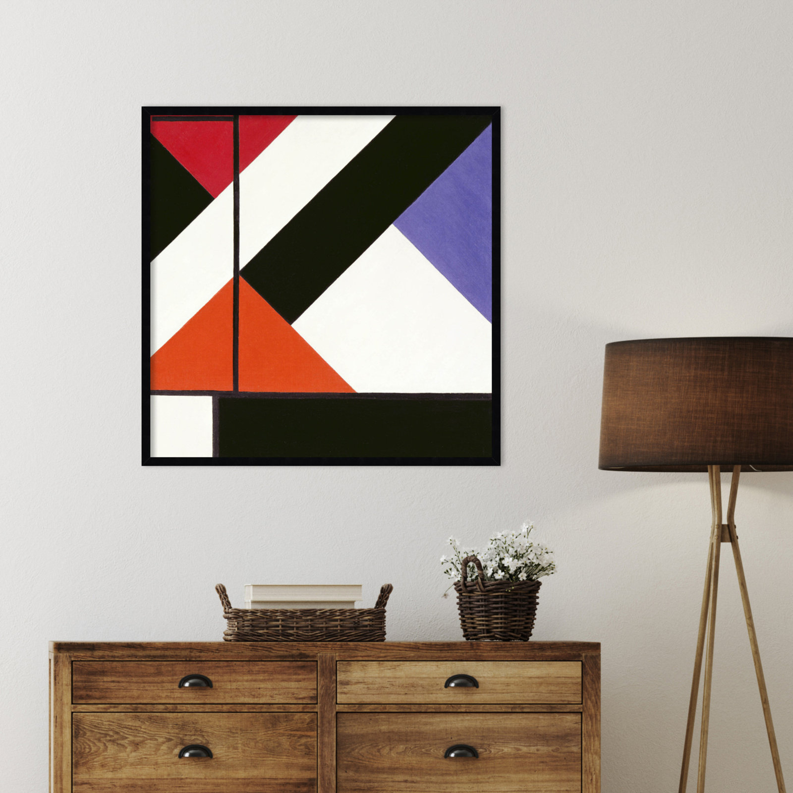 Simultaneous Counter Composition by Theo Van Doesburg, Black Framed, 33" H x 33" W