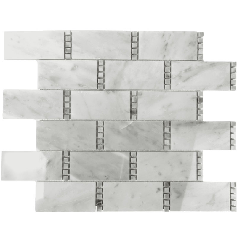 White Subway Bianco Carrara, Bardiglio Nuvolato Marble Mosaic Tile