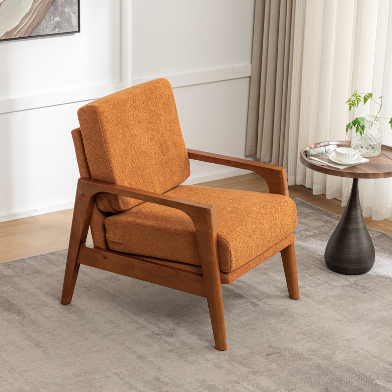 Mahinur 25'' Wide Upholstered Polyester Armchair, Orange Polyester