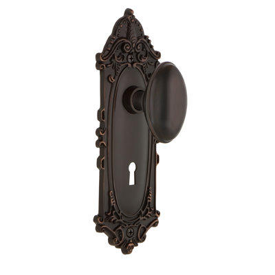 Plaque victorienne avec trou de serrure décoratif et bouton de porte Homestead