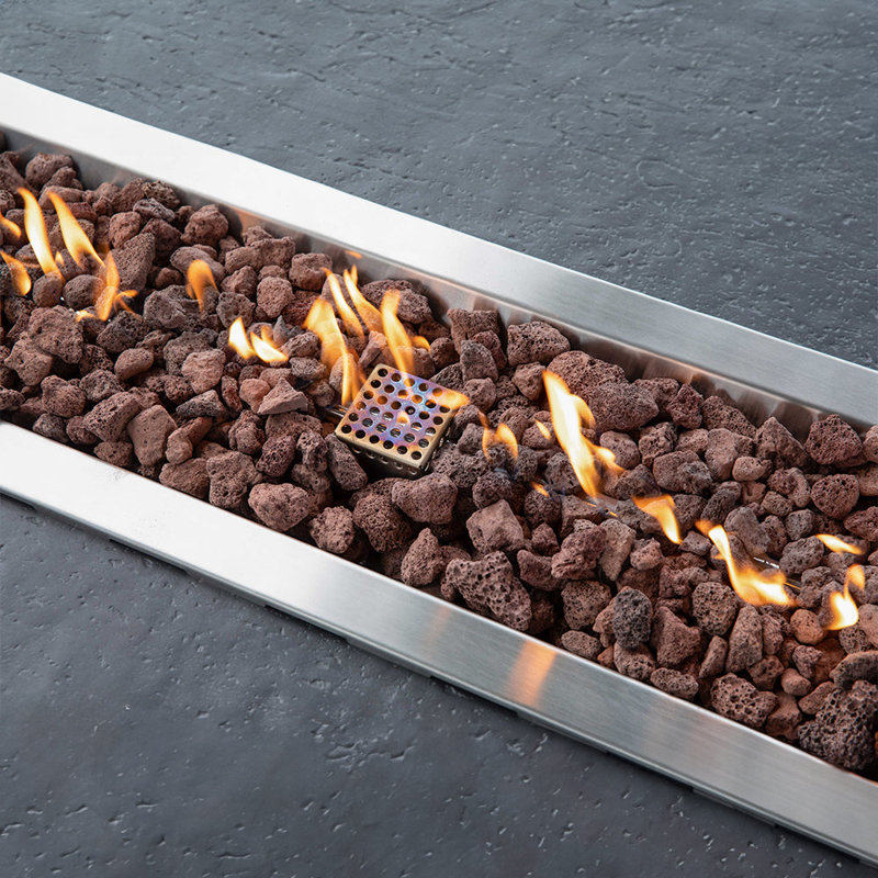 Hampton Fire Pit Table Rectangular Firepit 45000 BTUs Dark Grey, 56 x 32 Inches, Natural Gas