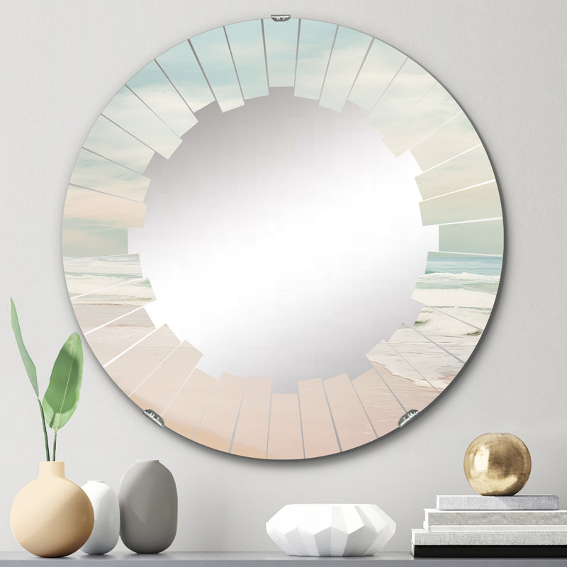 Miroir mural minimaliste, paysage nautique et plage moderne - Minimalisme, paysage de plage, 24 po x 24 po